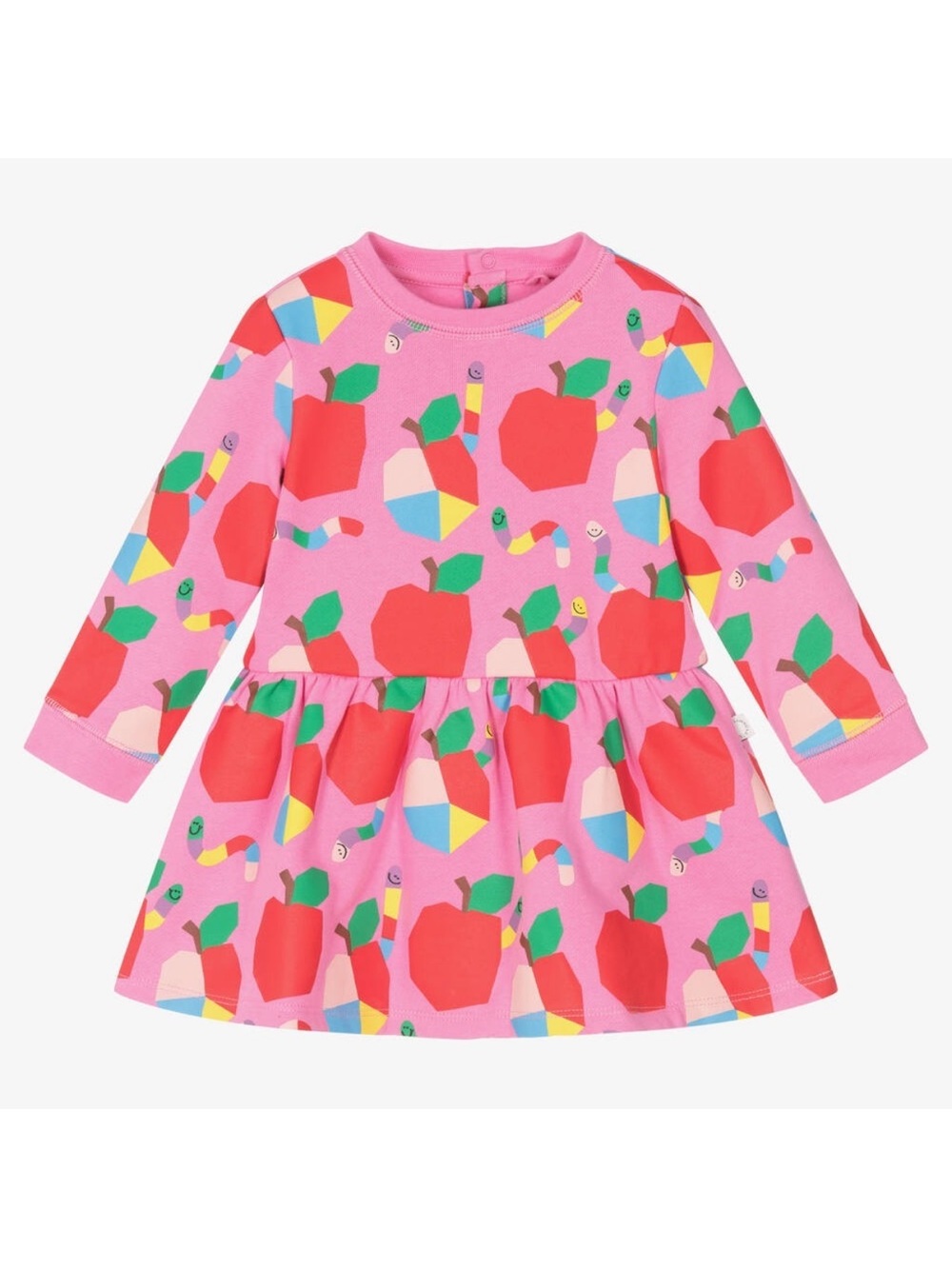 Stella McCartney Pink Apple & Worm Print Long-Sleeve Dress 18 m